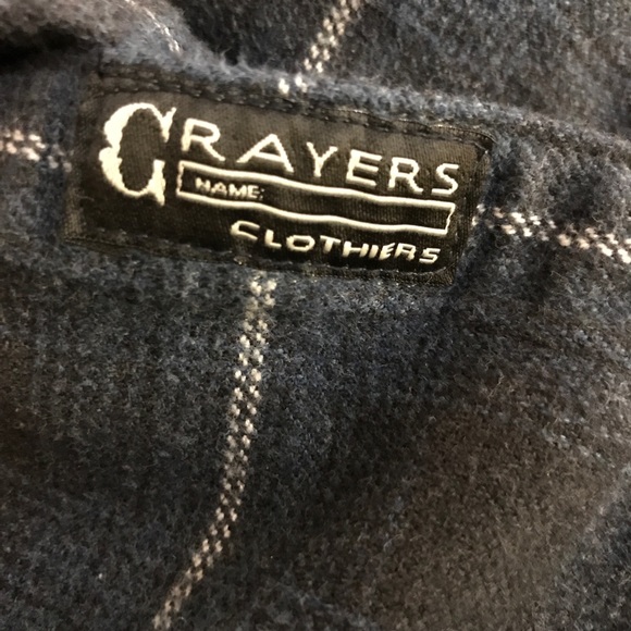 SOLD Grayers Flannel Shirt High Quality Mens L Blue White Plaid Heavyweight - Picture 6 of 8